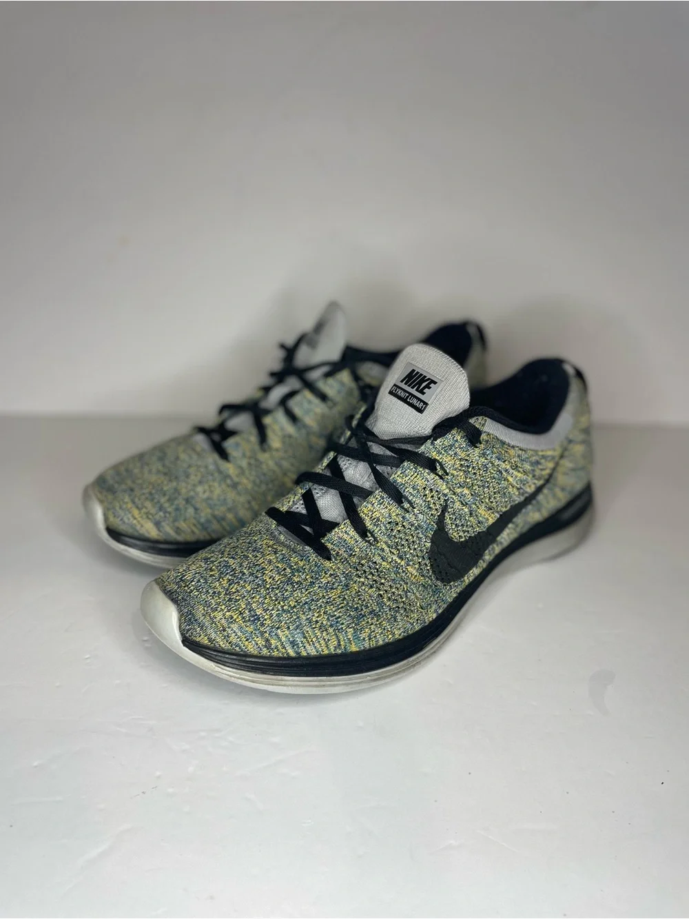 Nike Flyknit Lunar1+ sneakers multi-color woven knit upper mens size 10